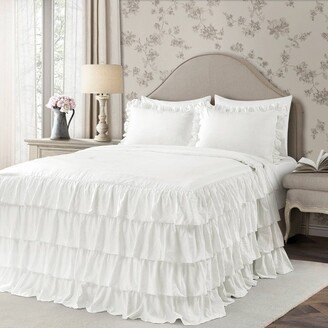 Queen 3pc Allison Ruffle Skirt Bedspread Set White