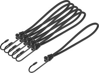 Unique Bargains Camping Outdoor Tent Elastic Rope with Hooks Black 6 Pcs