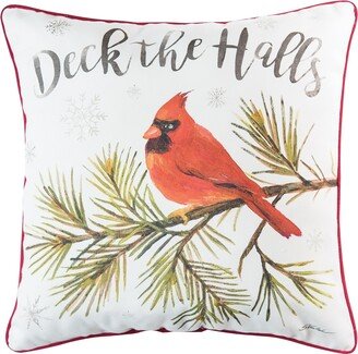 Deck The Halls Cardinal 18 x 18 Printed Throw Pillow