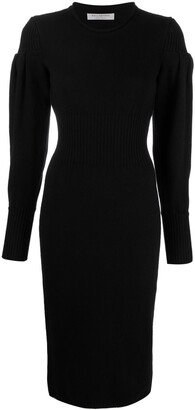 Long-Sleeve Knitted Midi Dress