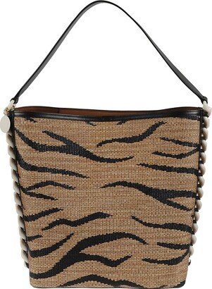 Tiger Stripe Printed Top Handle Bag