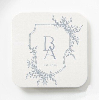 Wedding Coasters With Initial Monogram Crest, Thick Paper Coasters, Custom Decor, Day Of Product, Drink Coaster