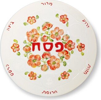 Extra Large Flowers Circle Seder Plate Passover Made Of Ceramic, Hand-Painted, Children's Gift For