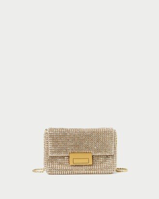 June Gold Diamanté Flap Pouch