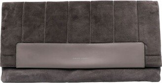 Debossed-Logo Suede Maxi Clutch