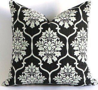 Linen Texture Black & White Damask Decorative Throw Pillow Covers, 10