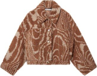 Woodgrain-Print Shearling Jacket