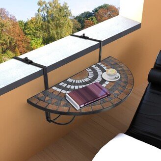 Hanging Balcony Table Terracotta and White Mosaic - 29.9 x 22 x 25.2