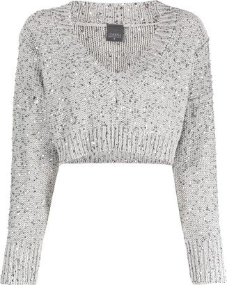 V-neck cropped jumper-AB