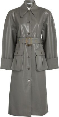 Eco-Leather Belted Trench Coat