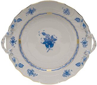 Chinese Bouquet Blue Chop Plate with Handles