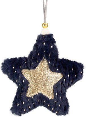 Northlight 5.5 Blue and Gold Plush Star Christmas Ornament