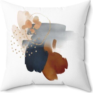 Abstract Throw Decorative Pillow | Navy Rust, Blush Pink, Beige Cream, White Earthy Neutral Watercolor Minimalist Square, Lumbar Decor