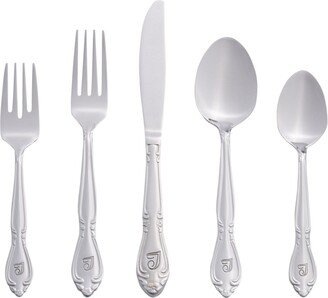 Riverridge Rose 46 Piece Monogrammed Flatware Set -T, Service for 8