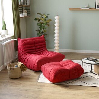 INSEUS Teddy Fabric Soft Single Sofa with Ottoman