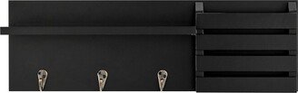 18 Utility Shelf with Pocket and Hanging Hooks Black