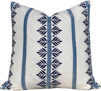 Thibaut Fern Stripe Pillow in Blue. Striped Navy Pillow, Blue Lumbar Designer Throw