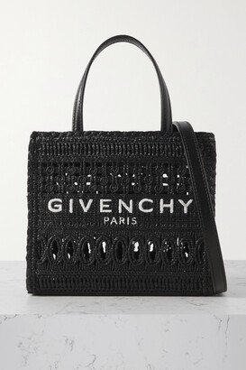 G-tote Mini Leather-trimmed Embroidered Macramé Tote - Black