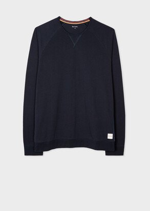 Navy Jersey Cotton Long-Sleeve Lounge Top