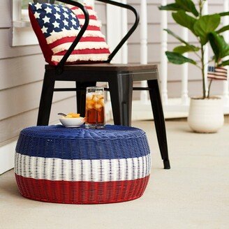 Handwoven Resin Ottoman Table - 18.0L x 18.0W x 9.0H