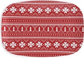 Serving Platters: Nordic Sweater - Red Serving Platter, Red