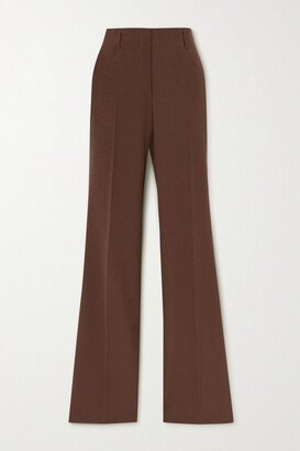 Wool Straight-leg Pants - Brown