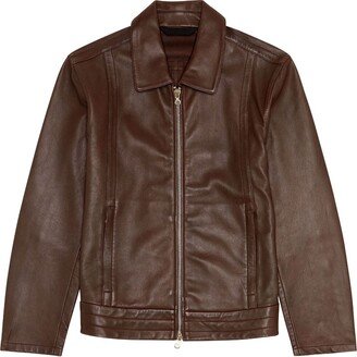 Leather Biker-Style Shirt Jacket