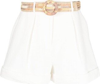 White Devi Cuffed Cotton Shorts