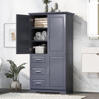 IGEMAN Modern Storage Adjustable Shelf Cabinet with Doors and Drawers for Bathroom/Office
