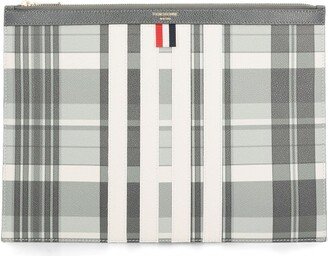 Checkered Zipped Clutch Bag