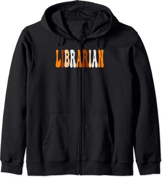 BWILI Fall Autumn School Gifts & Apparel. Librarian Cute Groovy Fall Autumn Lovers Appreciation Day Zip Hoodie