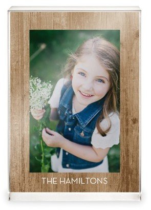 Acrylic Photo Blocks: Natural Wood Memory Acrylic Block, 5X7, Beige