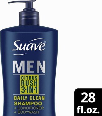 Suave Men 3-in-1 Pump Shampoo + Conditioner + Body Wash - Citrus Rush - 28 fl oz