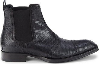 Lizard Embossed Leather Chelsea Boots