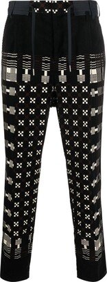 Graphic-Print Tapered-Leg Trousers
