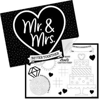 Big Dot of Happiness Mr. and Mrs. - Paper Black and White Wedding or Bridal Shower Coloring Sheets - Activity Placemats - Set of 16