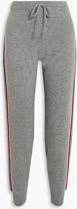 Striped mélange wool and cashmere-blend track pants