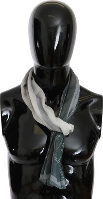 GF Gray Wool Viscose Foulard Patterned Branded Women's Scarf