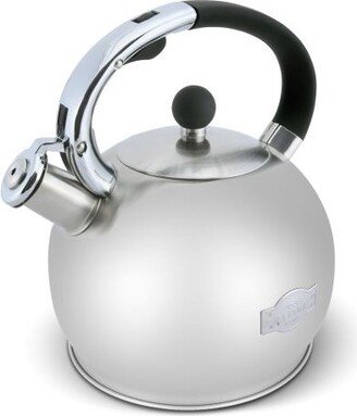 ELITRA HOME Stove Top Whistling Fancy Tea Kettle - Stainless Steel Tea Pot with Ergonomic Handle - 2.7 Quart / 2.6 Liter,Satin