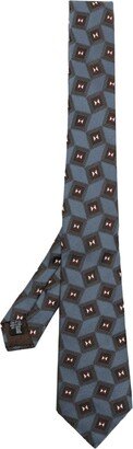 Geometric-Print Silk Tie-AC