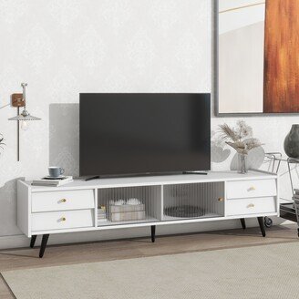 Joliwing Contemporary TV Stand for TVs Up to 70 with Drawers and Cabinets,White - 68 in