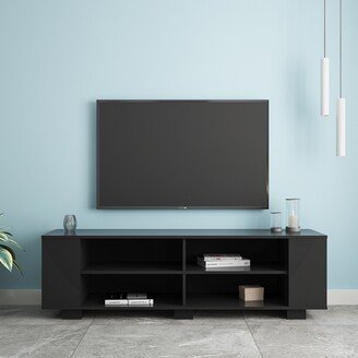 RASOO Mid-Century Modern TV Stand with 8 Open Shelves for 65 TVs