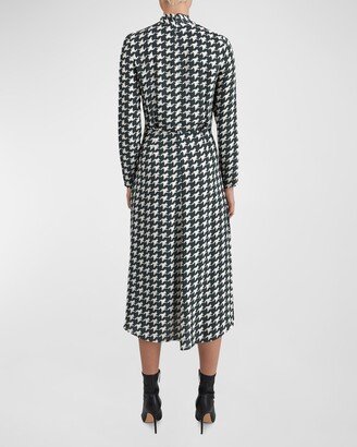 Rivoli Houndstooth-Print Cutout Midi Dress