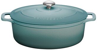 French 5.3-Quart Enameled Cast Iron Oval Dutch Oven - Quartz Blue