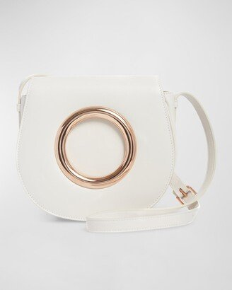 Ring Flap Leather Crossbody Bag