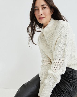 Bertilda Mixed Cable-Knit Turtleneck