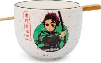 Just Funky Demon Slayer Tanjiro Japanese Dinnerware Set | 16-Ounce Ramen Bowl, Chopsticks