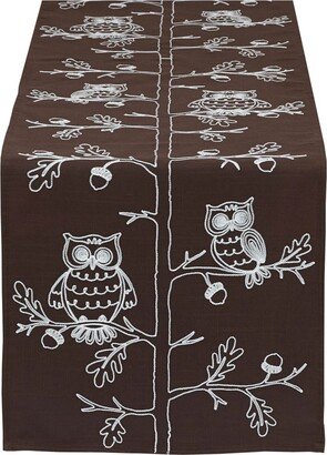 Table Runner Embroidered Owls