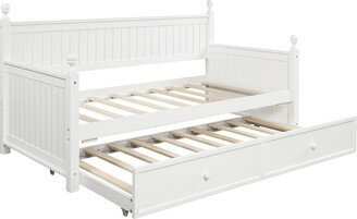 Sunmory Elegant Design ,Twin Size Daybed Wood Bed Kids Bed with Twin Size Trundle