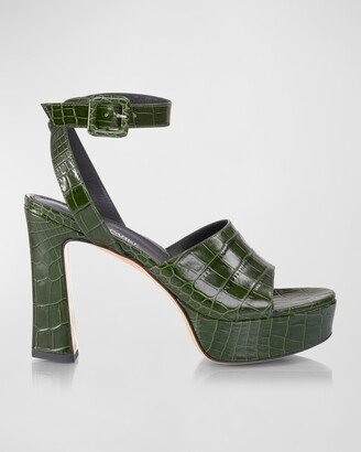 Gigi Croco Ankle-Strap Platform Sandals-AA